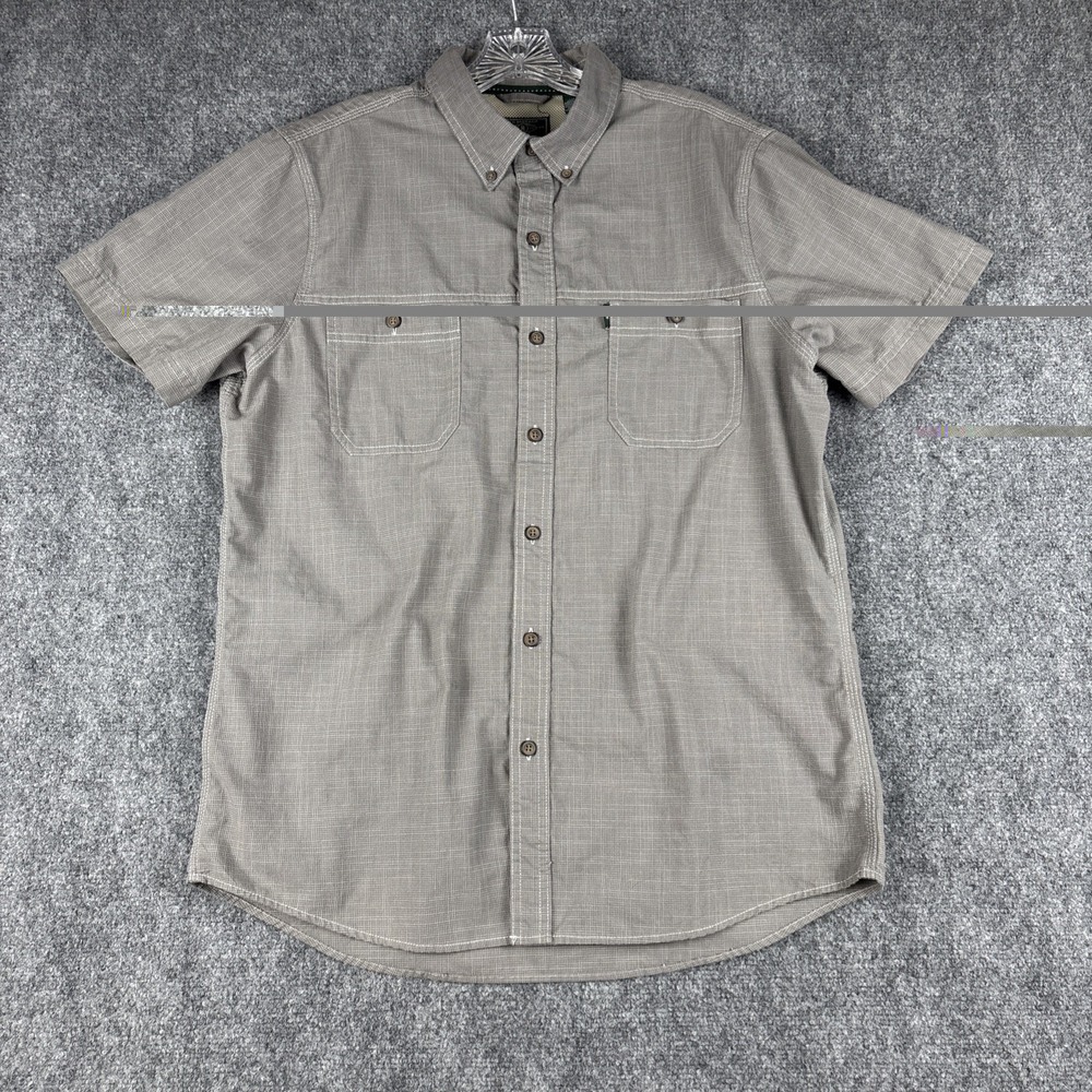 G.H. Bass & Co For Hard Service Outdoor Shirt Mens Large L Tan Micro Check Vent